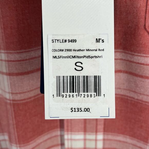 Southern Tide Milton Plaid Intercoastal Flannel Shirt Size Small Mineral Red - Picture 5 of 6